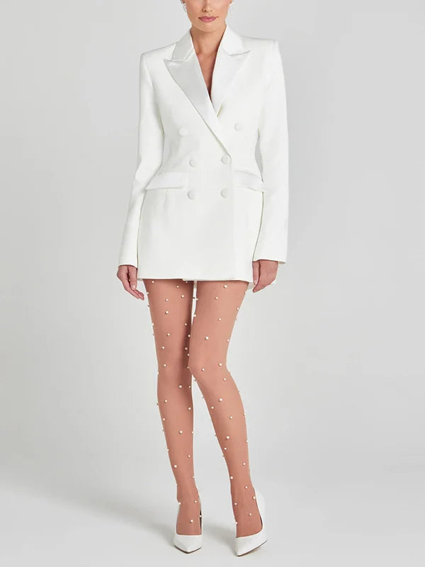Sofia | Blazer Bianco Doppiopetto in Raso