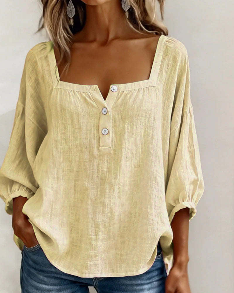 Chemisier Collo Quadrato Manica a Farfalla