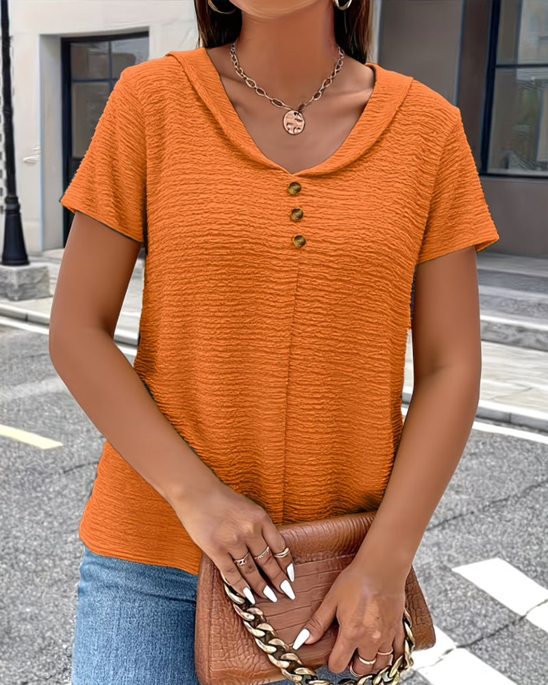 T-shirt Collo Peter Pan con Bottoni