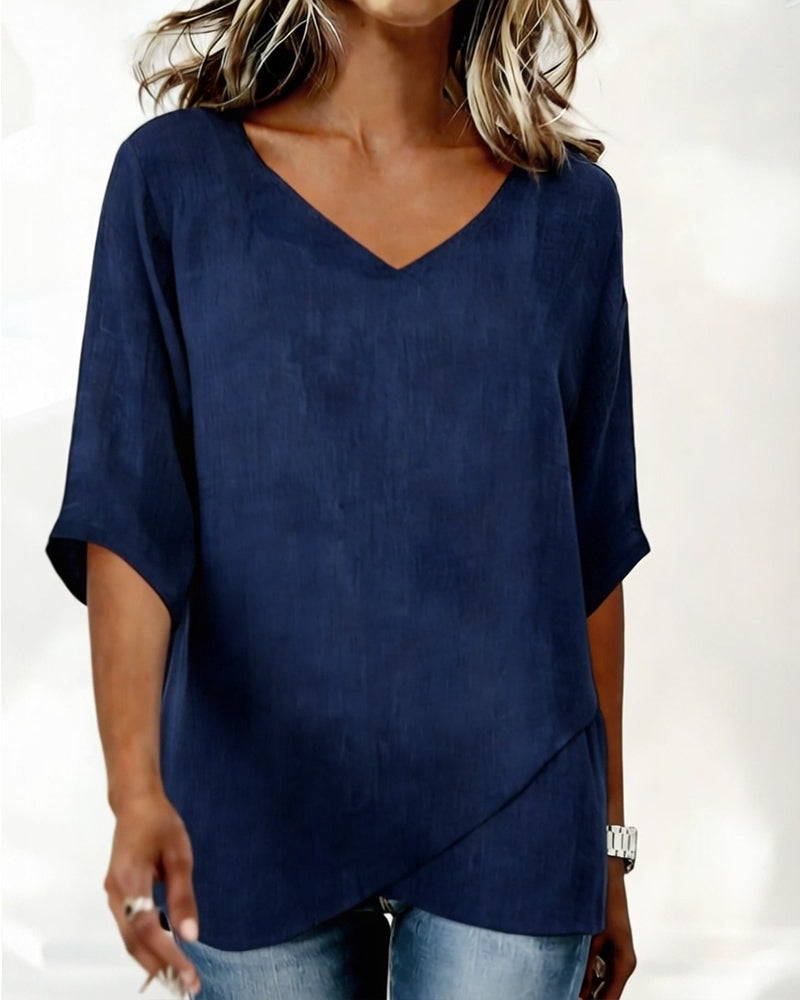 Top Irregolare con Collo a V