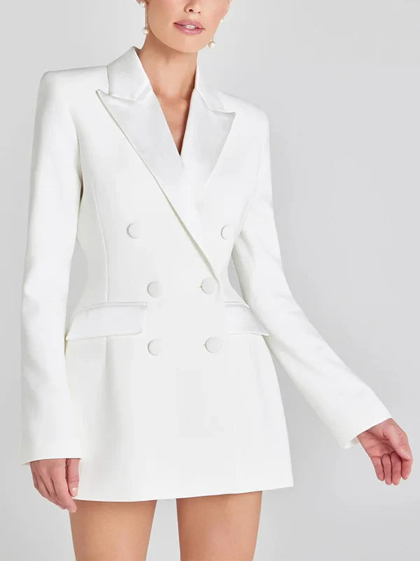 Sofia | Blazer Bianco Doppiopetto in Raso