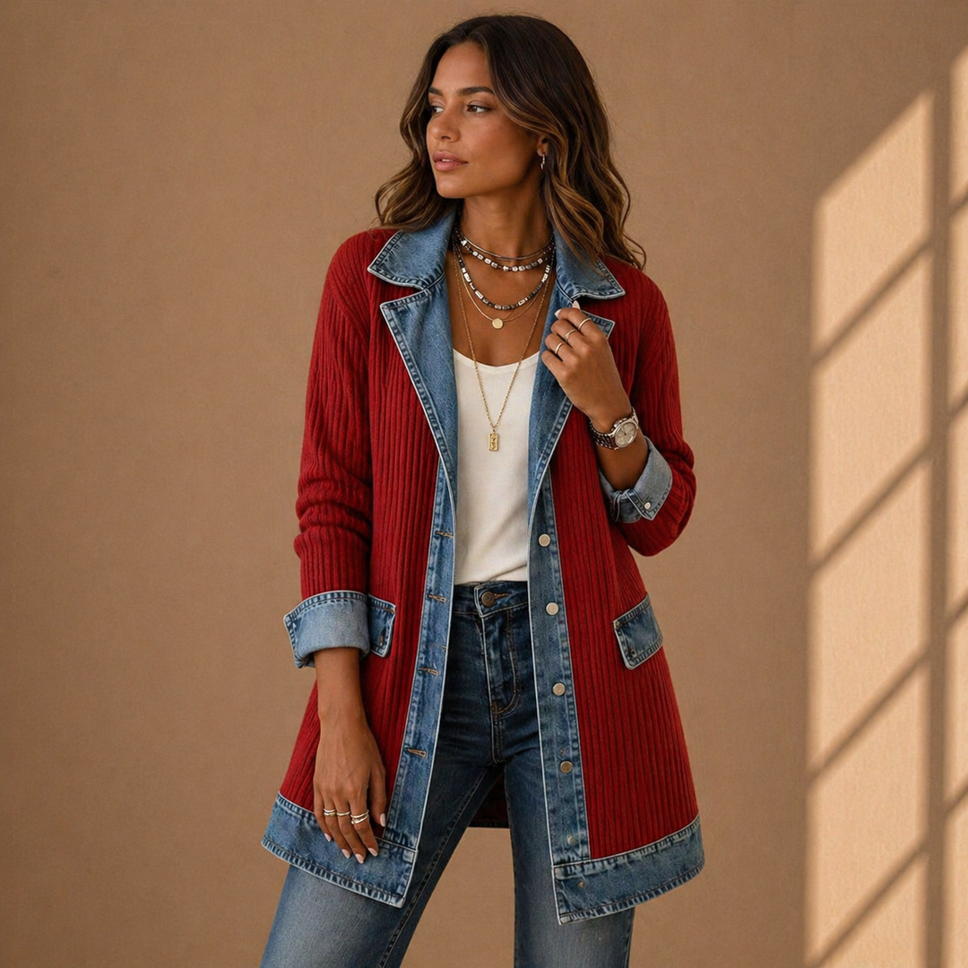 Emilia | Giacca Misto Denim e Maglia