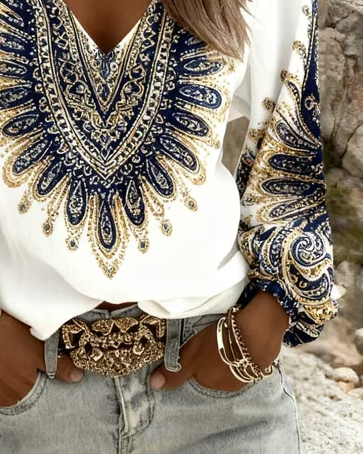 Top Con Collo A V E Stampa Retro