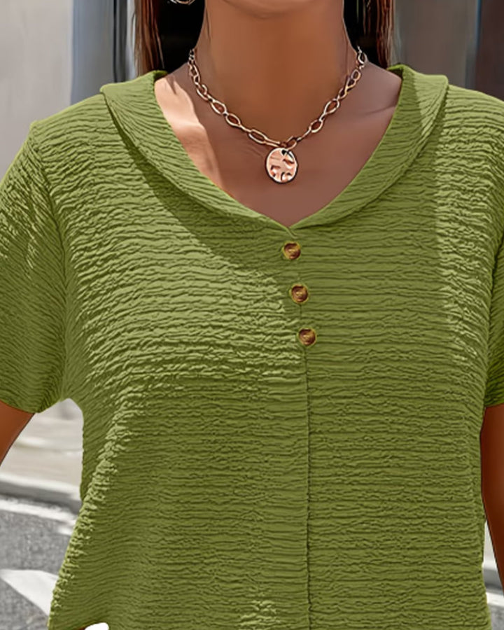 T-shirt Collo Peter Pan con Bottoni